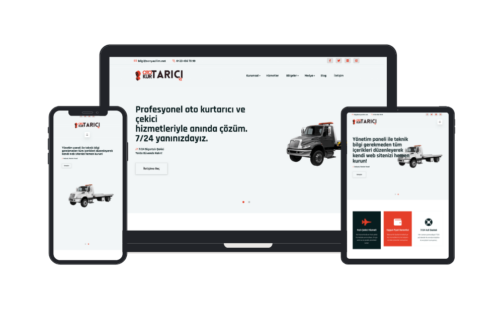 Çekici ve Oto Kurtarıcı Hazır Web Tasarım V2 